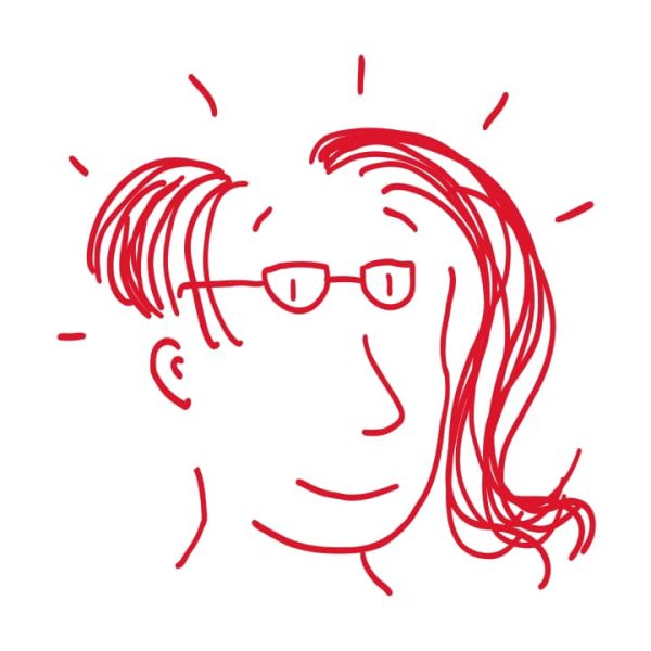 a cartoon portrait of a person with weird hair and glasses